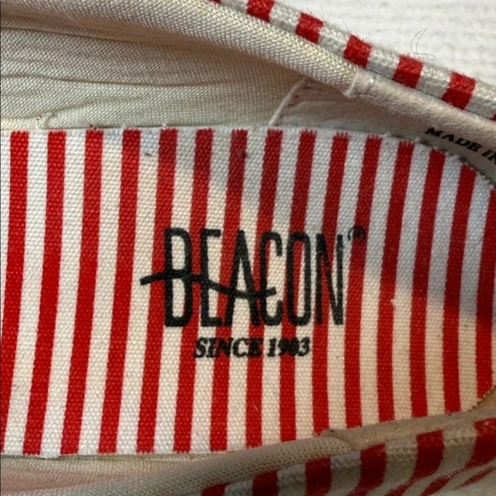 Beacon Espadrille Heel Women Red White Americana Striped Canvas Nautical Shoe 8M